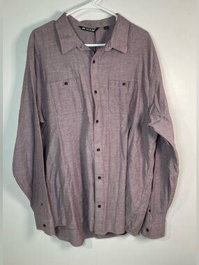 NEW Travis Mathew Hefe Button Down Shirt, Light  Purple / Burgundy, Men’s XXL